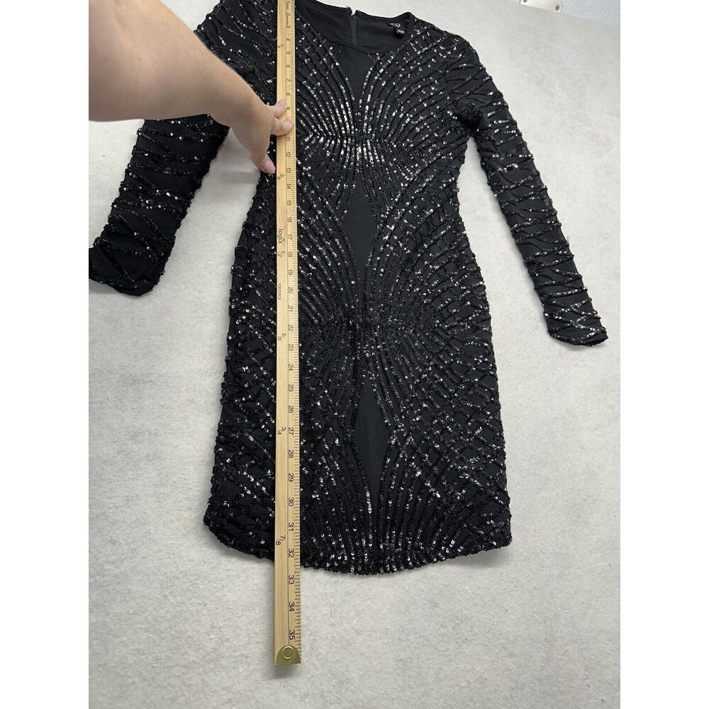 Windsor Black Sequin Mini Dress Formal Semi Formal Size Small Stunning Long Sl - Picture 7 of 10